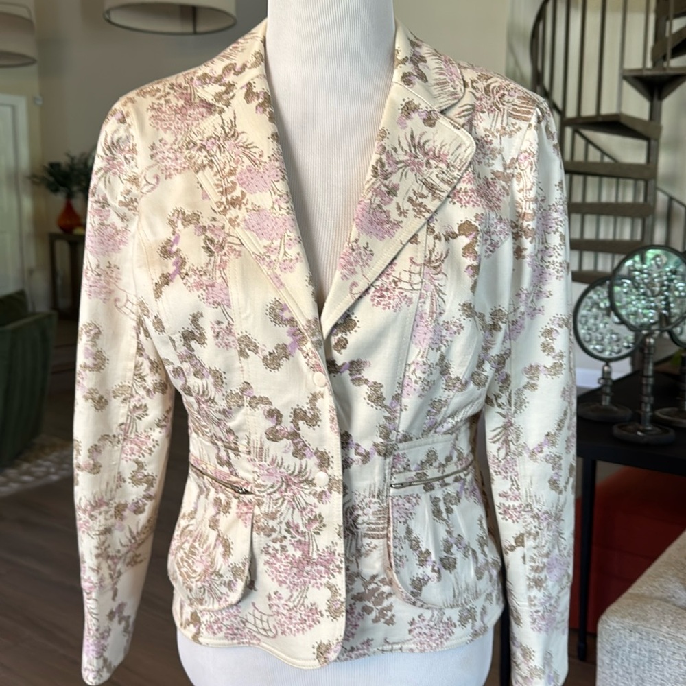 Vintage Kay Unger blazer with lavender and taupe floral design